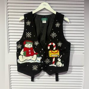 SNOWDEN AND FRIENDS  Snowman Christmas Vest Women’s Black  Size Medium
